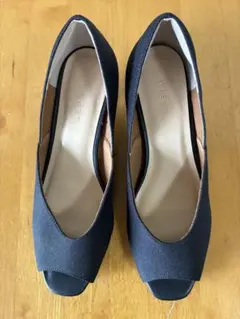 LEPSIM ブラック オープントゥ パンプス