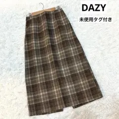 未使用タグ付き　Dazy チェック柄ロングタイトスカート　ブラウン系　Sサイズ