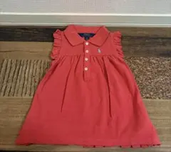 極美　polo RALPH LAURENラルフローレン　フリルカットソー　朱赤