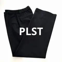 PLST 裏起毛 ストレートパンツ L ブラック センタープレス 未使用級美品