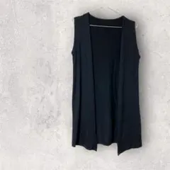 黒 ノースリーブ オープンフロント ベスト