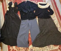 お得♬セットアップ 黒 グレー 花柄