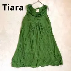 【Tiara】シルク100% ワッシャー加工 ワンピース チュニック グリーンのサムネイル