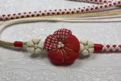 b-366 正絹帯締め　振袖　成人式　鹿子模様 ちりめん梅