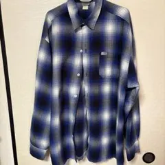 caltop青白黒チェックネルシャツ