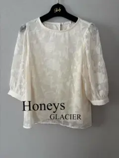 Honeys ブラウスGLACIER 花柄　オフホワイト　シフォンブラウス