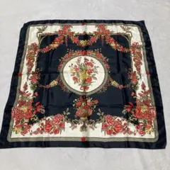 レトロ　花柄　大判スカーフ