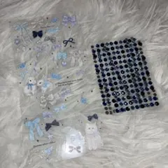 リボン・ウサギデザイン装飾シールとストーンシールセット