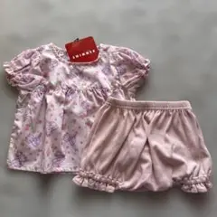 【新品】70 スイマー　半袖ブラウス　ブルマ　セットアップ　猫　苺　ピンク　夏服