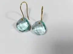 14kgf宝石質AAAスカイブルートパーズコンケーブカットピアス - メルカリ