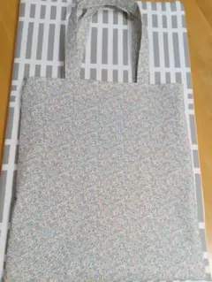 花柄（水色）布製トートバッグ
