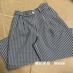 無印良品 ギンガムチェック ワイドパンツ Mサイズ