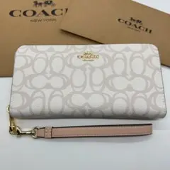 コーチ 長財布 CW778 シグネチャー レザー ピンク - メルカリ
