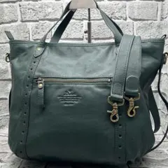 希少色美品✨ダコタ トートバッグ ショルダー 2way レザー グリーン A4◎のサムネイル