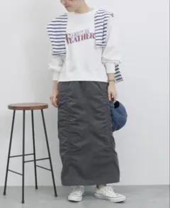 サマンサモスモスブルー　シャーリングタイトスカート　チャコールグレーのサムネイル