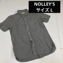 ノーリーズ　ギンガムチェック　シャツ　L 古着　白黒のサムネイル
