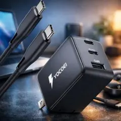 67W 急速充電器 GaN搭載 USB-C×2 USB-A 3ポート 同時充電