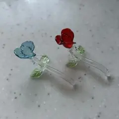 ガラス製バラの装飾アイテム 2個セット