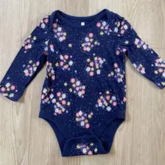 BabyGAP 花柄長袖ロンパース 80cm ネイビー