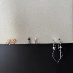 花とパールのイヤリングセット