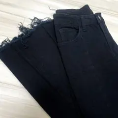 裾切りっぱなしスリムデニムパンツ｜細身シルエット