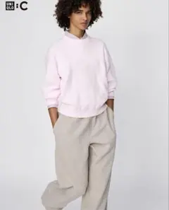 【着用1回】UNIQLO C スムースコットンクルーネックセーター ピンク　L