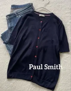 Paul Smith シルク混　ドット柄　半袖クルーネックカーディガン