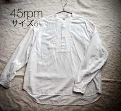 美品/希少5】45R ピンタック バンドカラー プルオーバーシャツ 白のサムネイル