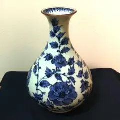 【橘吉】花瓶 染付 花柄 和食器 フラワーベース 陶器　「箱なし」のサムネイル