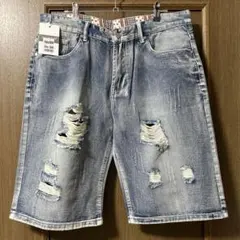 メンズ ハーフパンツ デニム ダメージジーンズ ズボン LL