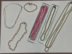 パールネックレス　ホワイト、淡水、二重、本真珠