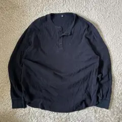 y2k archive uniqlo ロンt サーマル　ヘンリーネック　黒　00