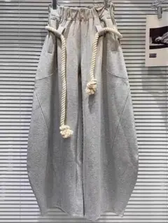 Y2K ワイドシルエット　デザインスウェットパンツ　ロープベルト　グランジ5