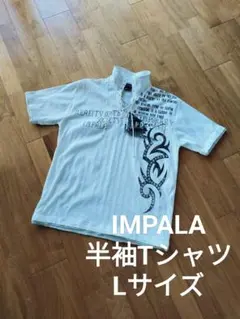 IMPALA スピンドル ロゴ 重ね着風 半袖Tシャツ ポロシャツ 白 L