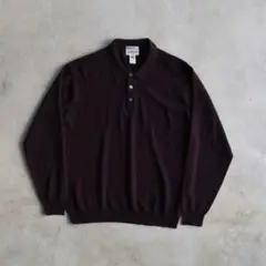 90s ALFANI メリノウールニットポロセーター エンジ L イタリア