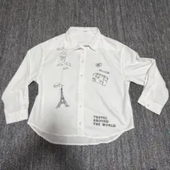 AFRICATARO 長袖シャツ ホワイト トラベル柄のサムネイル