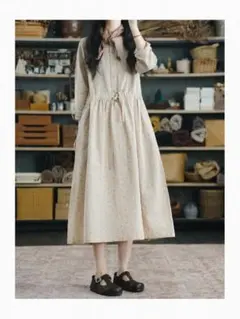 清新 プリント シャツワンピースI 秋 ゆる可愛い 大きいサイズ 気質 花柄