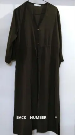 お値下げ中BACK　NUMBER　ロングカーディガン　カーキ　フリーサイズ
