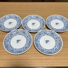 たち吉 皿 5枚セット 藍色花柄のサムネイル