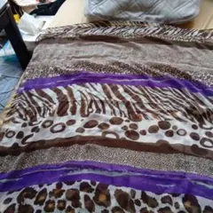 動物柄 シフォンストール 超大判 ブラウン パープル　軽量