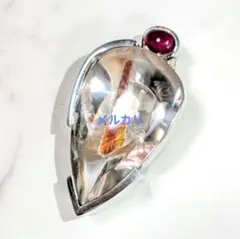 【一点物】ルビー×水晶×ダイヤモンド シルバーペンダント 葉脈状インクルージョン