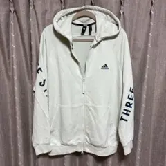 y112005 adidas パーカー　ジップアップ　THREE STRIPES