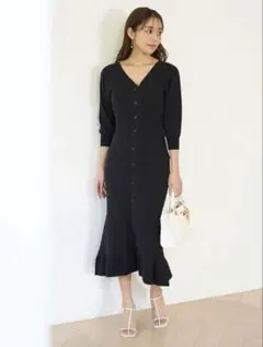 【SNIDEL】リブ編みブラックニットワンピース（送料込）