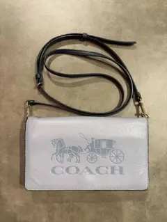 COACH スマホショルダーバッグ 財布ショルダー　水色
