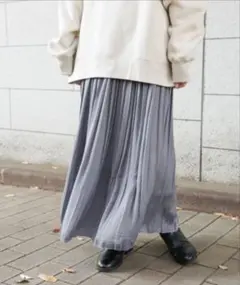 LOWRYS FARM サテンプリーツロングスカート