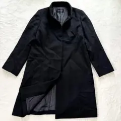 美品　インディヴィ　ロングコート　カシミヤ 黒　XL 大きいサイズ