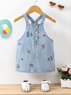 SHEIN デニム ワンピース フラワー 刺繍 80のサムネイル
