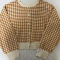 GU ギンガムチェック オレンジ 白 カーディガン Lサイズのサムネイル
