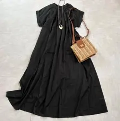 美品✨ フレームワーク ロングワンピース コットン ブラック マキシ 洗える