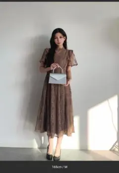 【未着用】レースワンピース ロングフレアワンピース 総レース